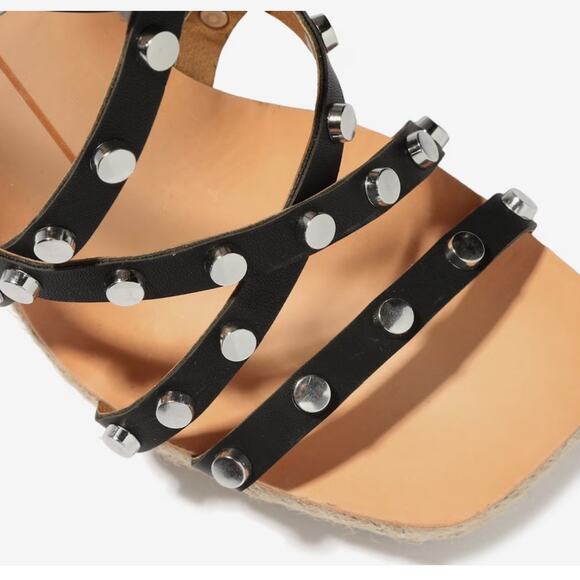 NEW Dolce Vita Maxon Espadrille Wedge Sandal Black Studded Womens Size  8.5 - Picture 8 of 10